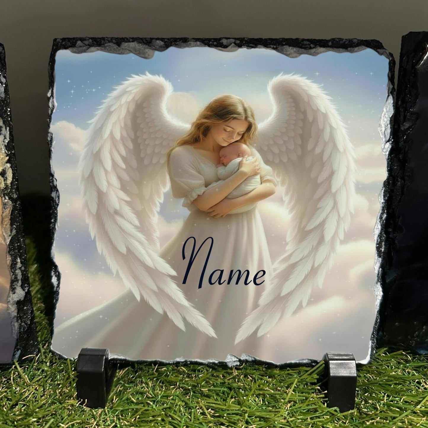 Personalised Angel & baby design outdoor or indoor slate