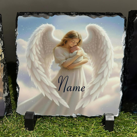 Personalised Angel & baby design outdoor or indoor slate