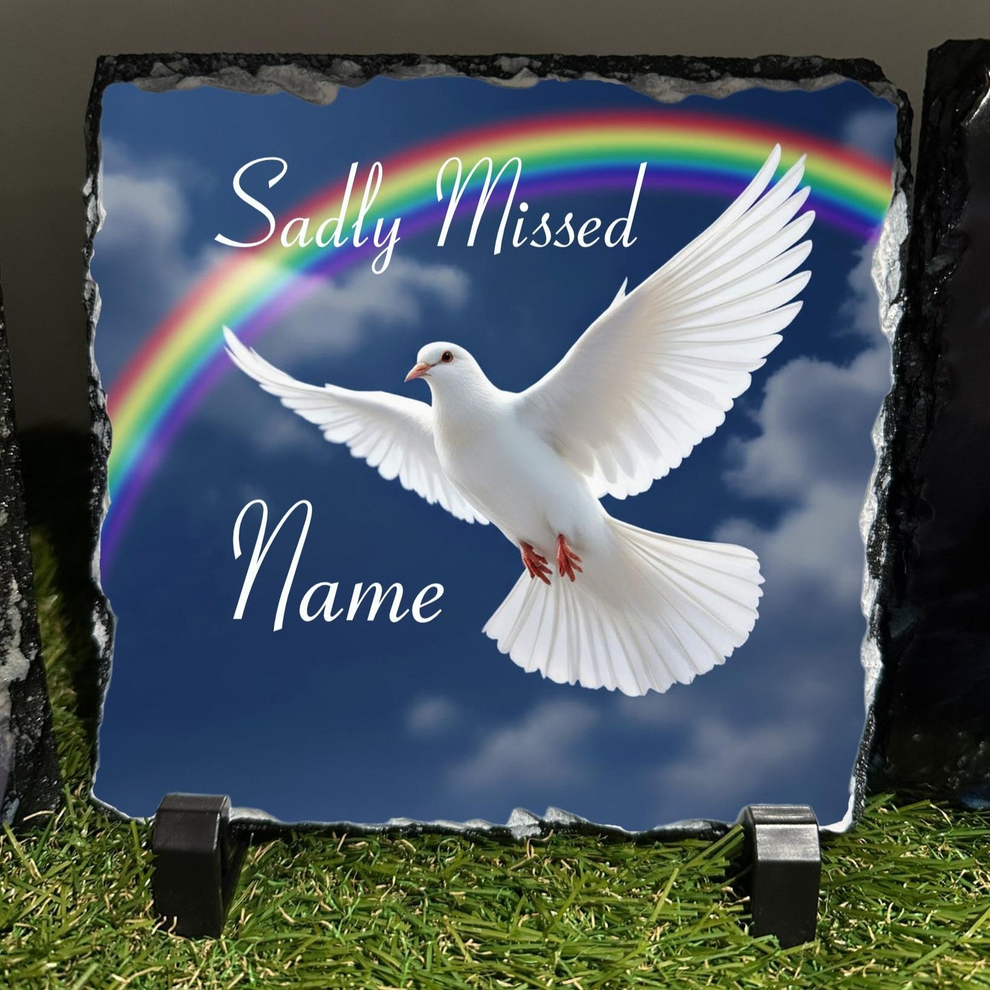 Personalised Dove & Rainbow design outdoor or indoor slate