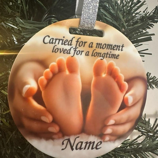 Carried for a moment feet - Christmas tree bauble acrylic
