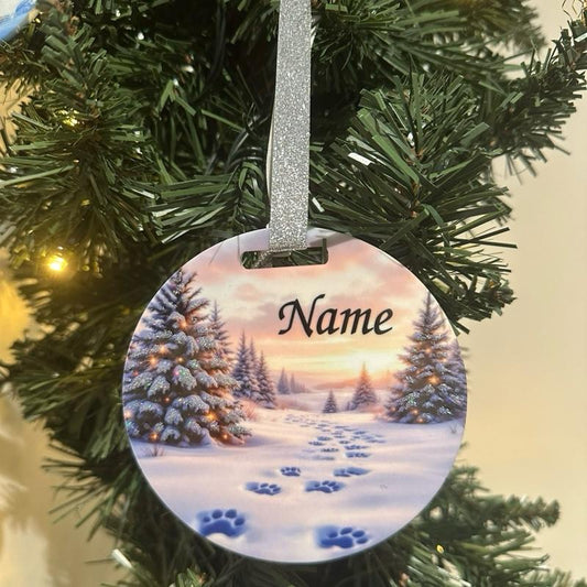 Pet paw personalised Christmas tree bauble