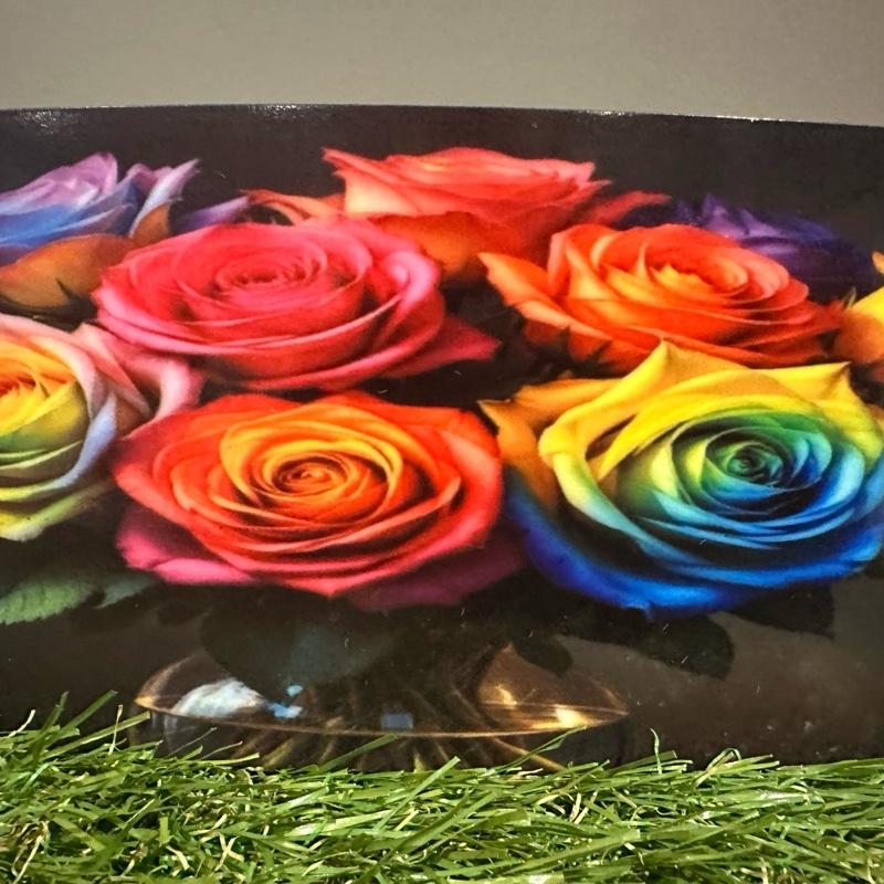 Rainbow roses memorial plaque indoor or outdoor use