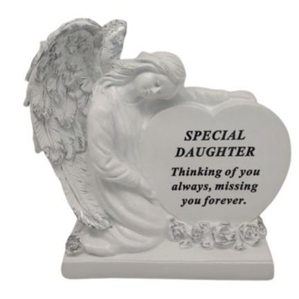 Options - White Graveside Angel With Message