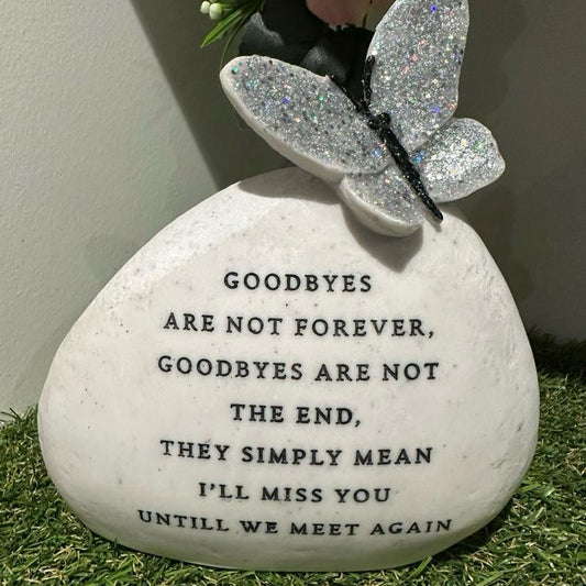 Butterfly Graveside Pebble Goodbyes Glitter Options Graveside Outdoor Memorial Stone