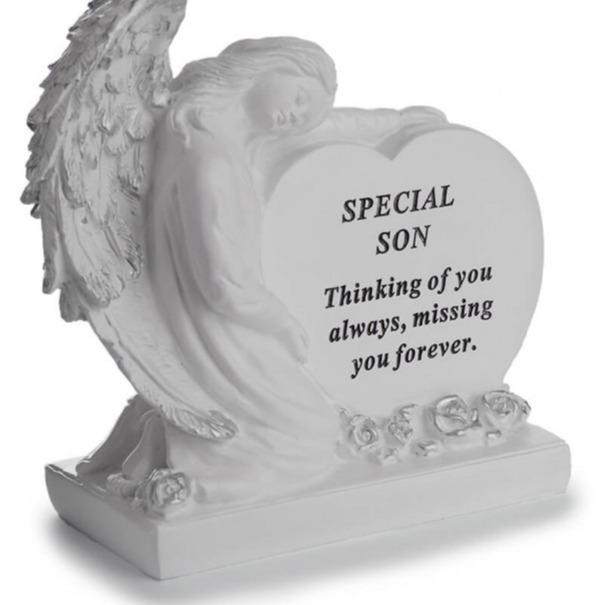 Options - White Graveside Angel With Message