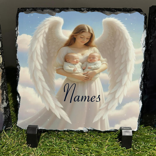 Personalised Angel & two babys design outdoor or indoor slate
