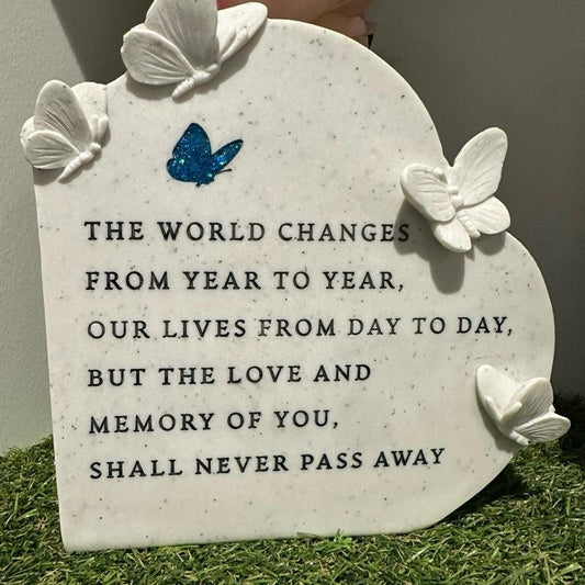Butterfly Graveside Standing Heart - The World - glitter options - graveside memorial