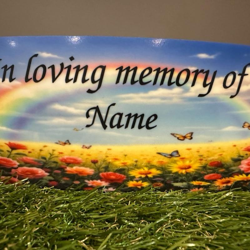 Rainbow memorial plaque with glitter details indoor or outdoor use