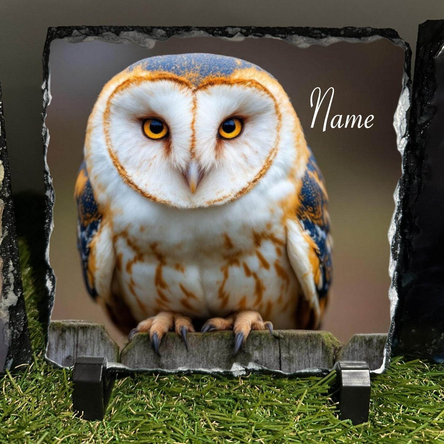 Personalised Barn Owl design outdoor or indoor slate