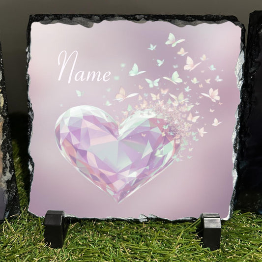 Personalised New 2026 Pastel Butterfly Heart design outdoor or indoor slate