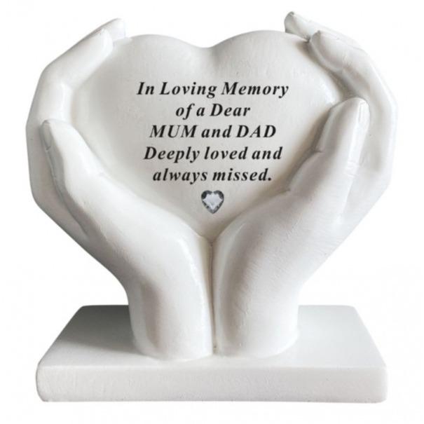 Heart In Hands With Heart Stone Outdoor Memorial Plaque