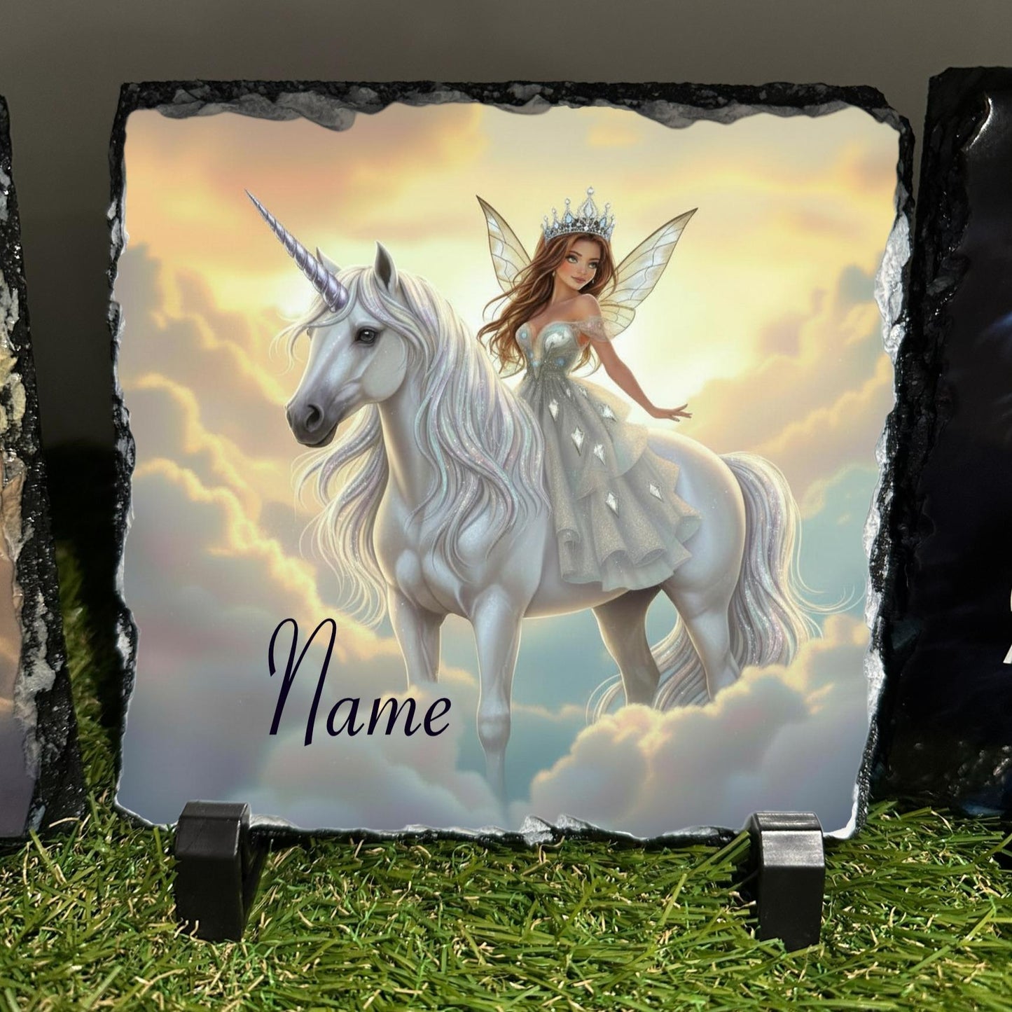 Personalised Fairy on a unicorn design outdoor or indoor slate
