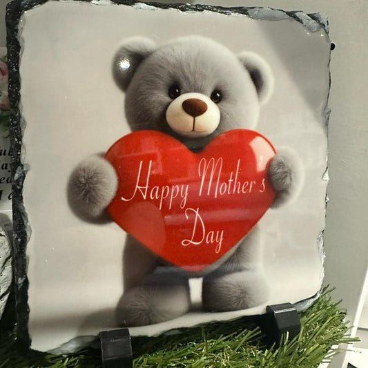 Beautiful Personalised Mothers Day teddy bear slate indoor and outdoor