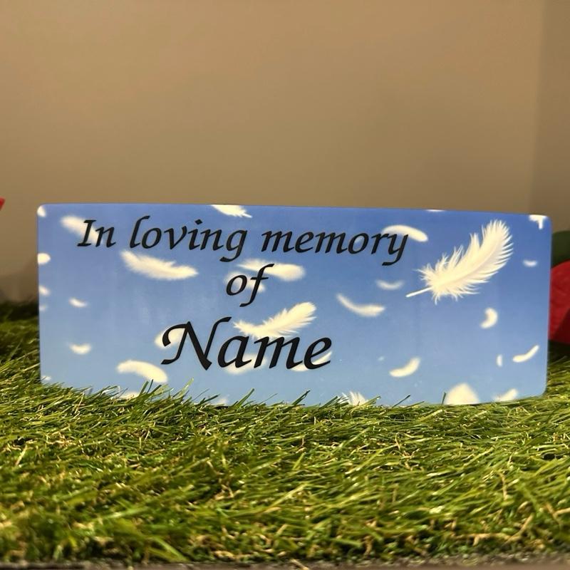 Feathers memorial plaque indoor or outdoor use