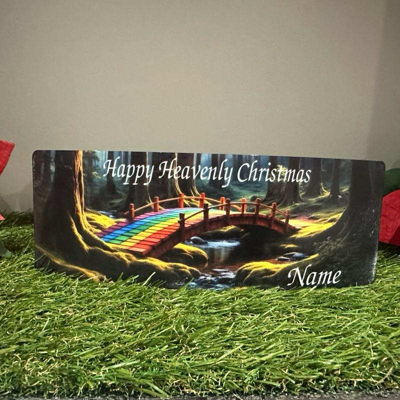 Rainbow bridge memorial plaque with glitter details indoor or outdoor use