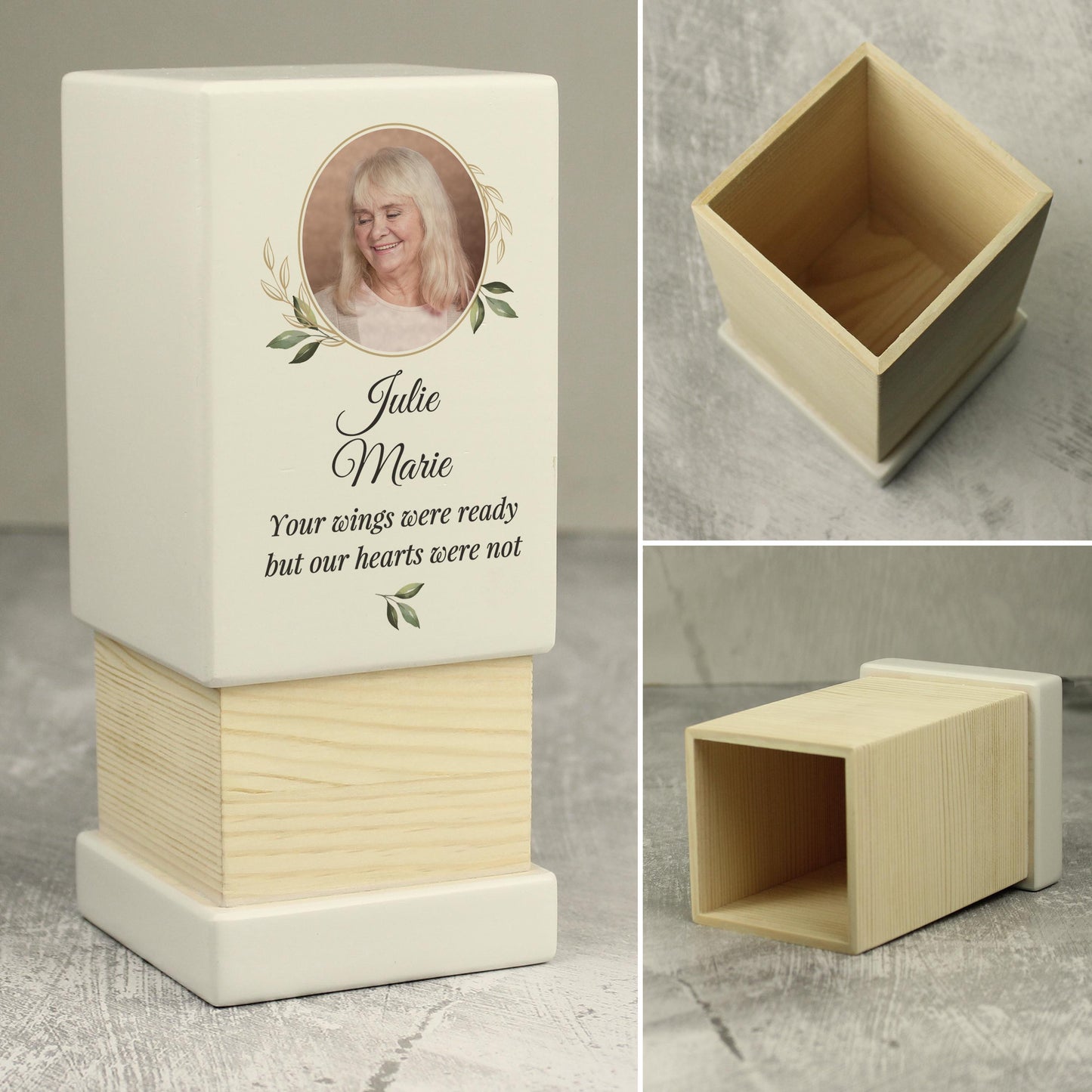 Personalised Photo Small Wooden Urn