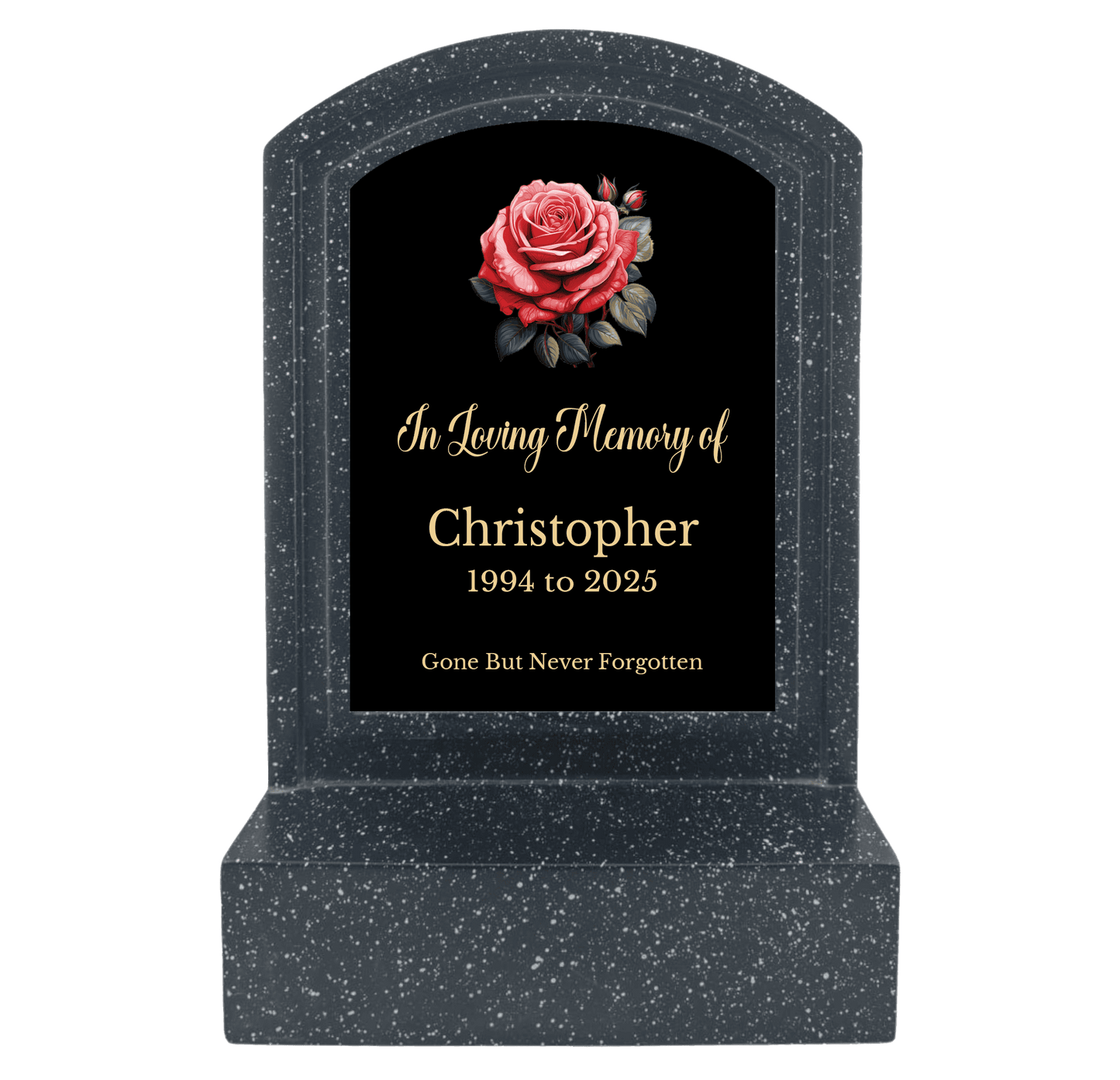 Personalised In Loving Memory Rose Design Memorial Miniature Headstone