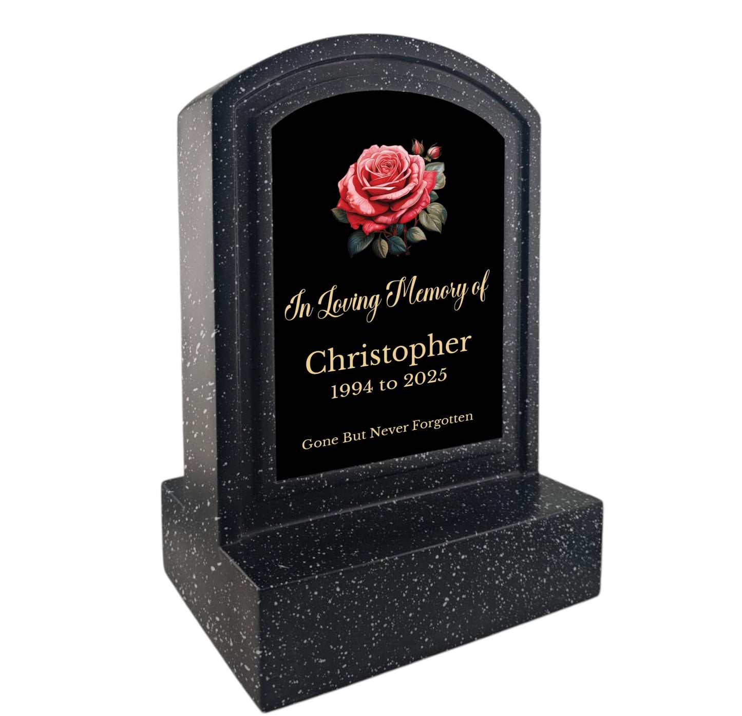 Personalised In Loving Memory Rose Design Memorial Miniature Headstone