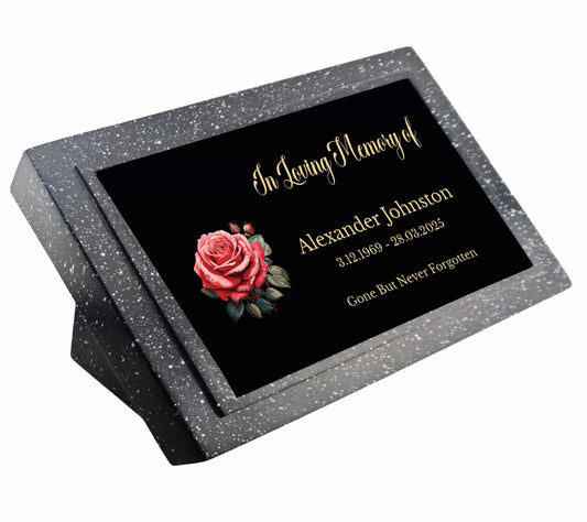 Personalised In Loving Memory Rose Design Memorial Plaque Grave Marker