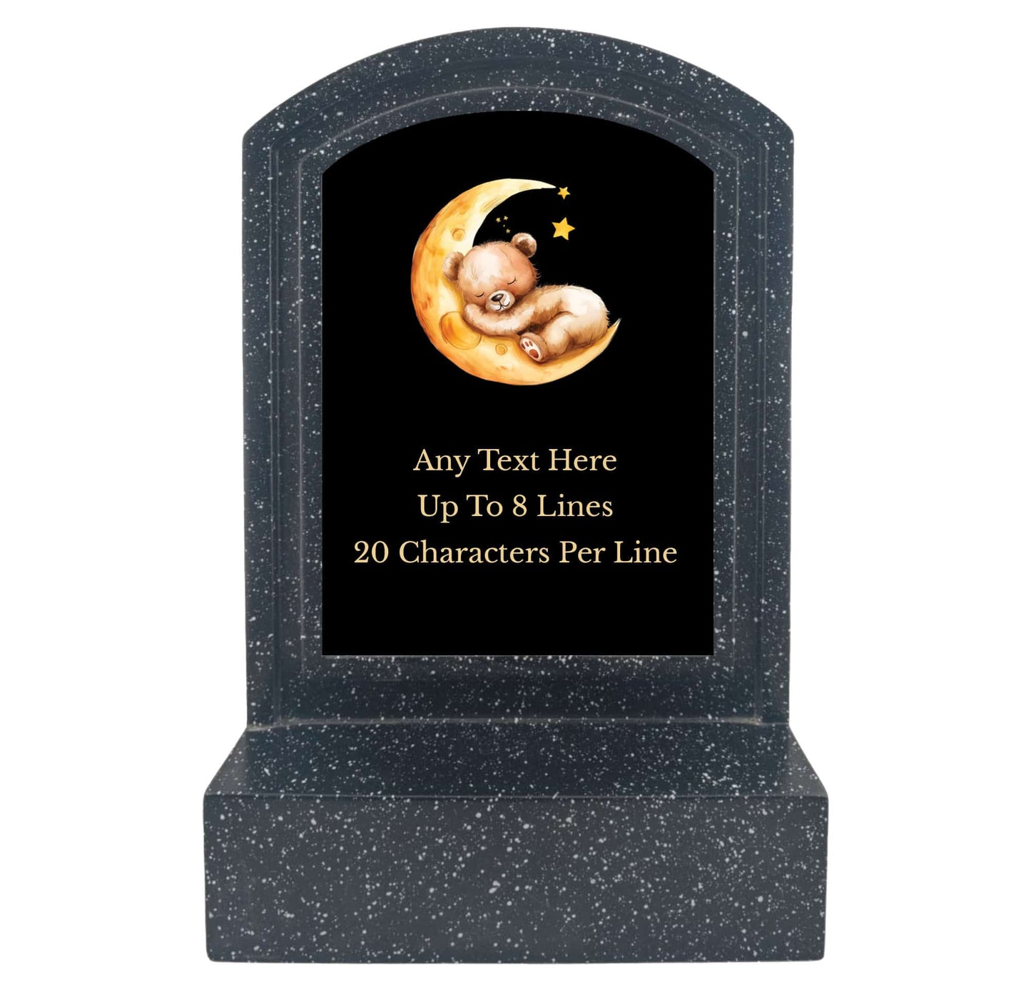 Personalised Teddy & Moon Design Memorial Miniature Headstone