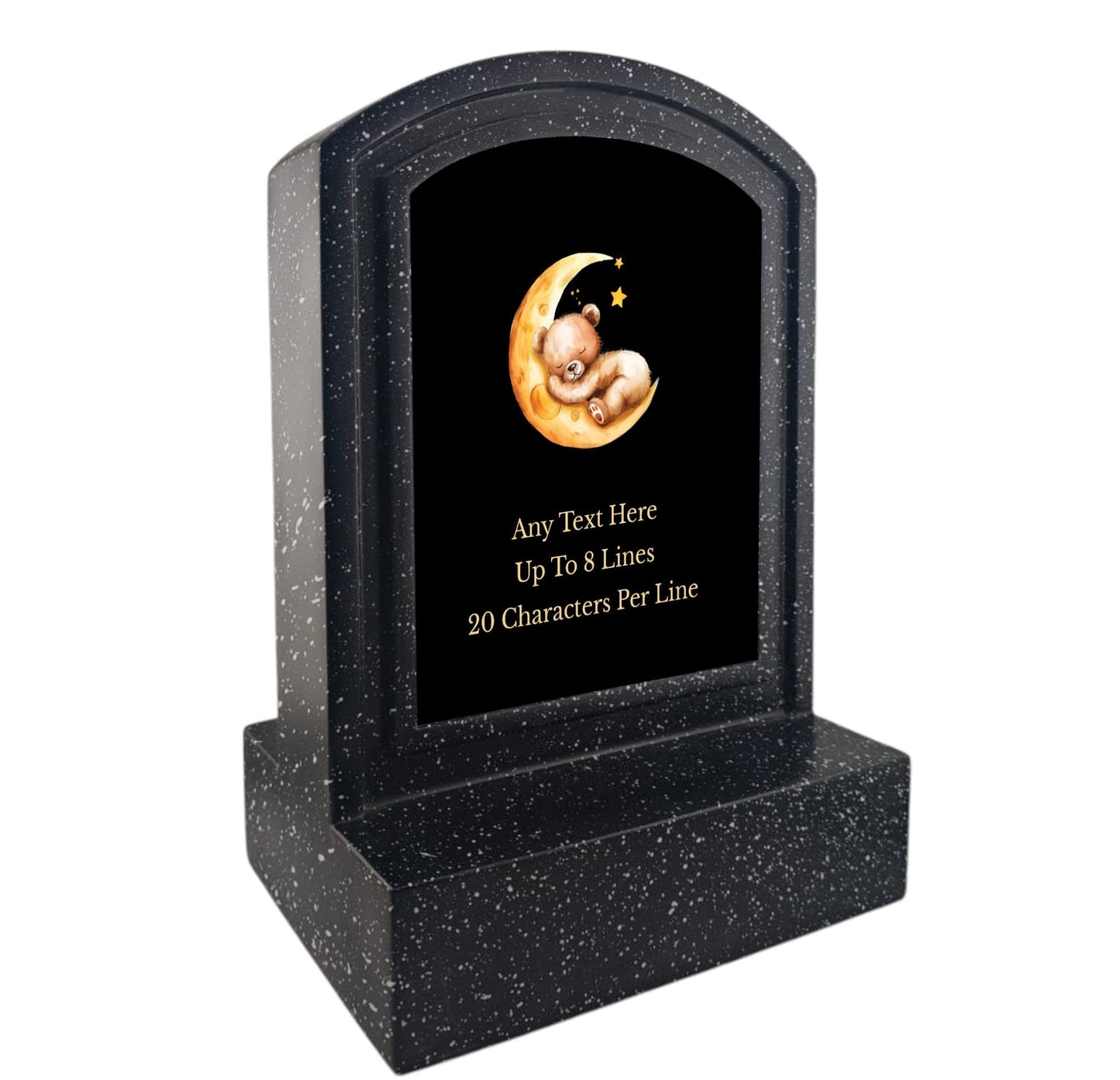Personalised Teddy & Moon Design Memorial Miniature Headstone
