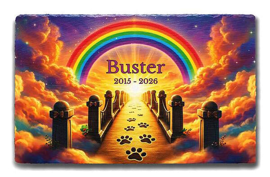 Personalised Rainbow Bridge Design Rectangle Slate Memorial outdoor