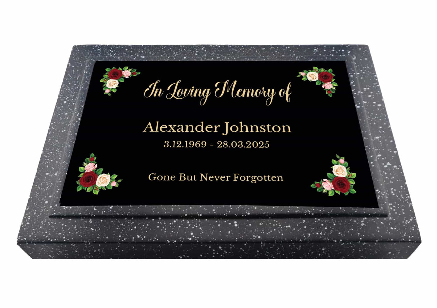 Personalised In Loving Memory Floral Memorial Plaque Grave Marker