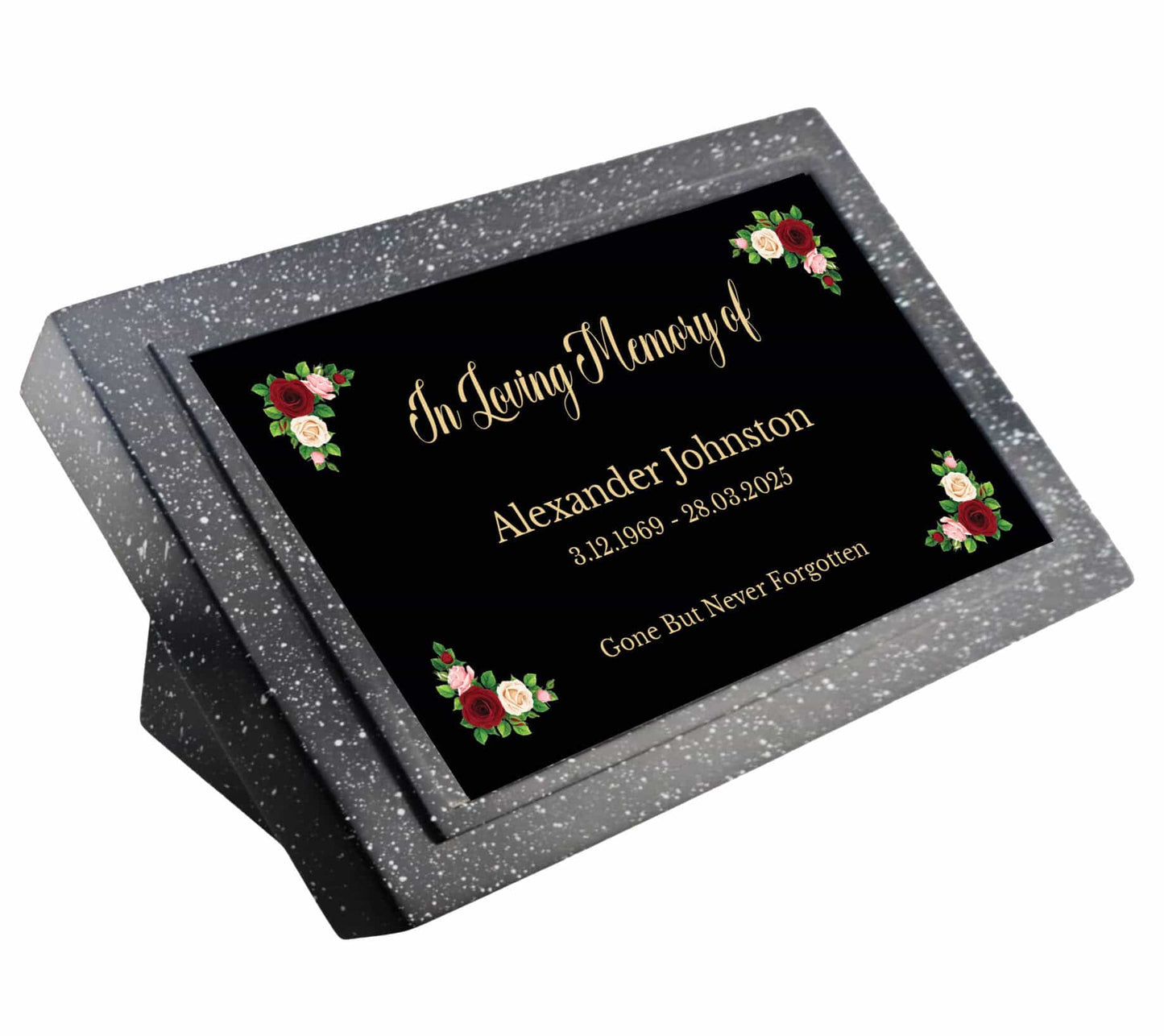 Personalised In Loving Memory Floral Memorial Plaque Grave Marker