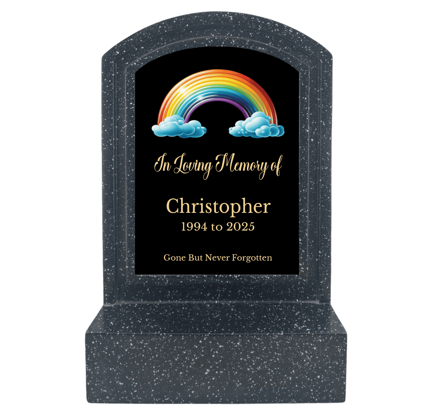 Personalised In Loving Memory Rainbow Design Memorial Miniature Headstone