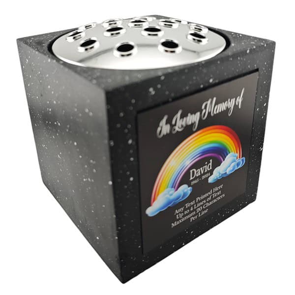 Personalised Rainbow Memorial Rose Bowl Grave Marker Flower Pot Vase