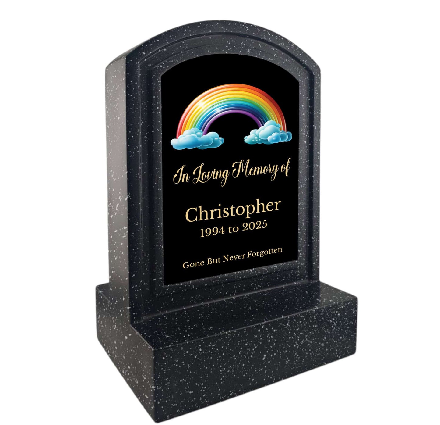 Personalised In Loving Memory Rainbow Design Memorial Miniature Headstone