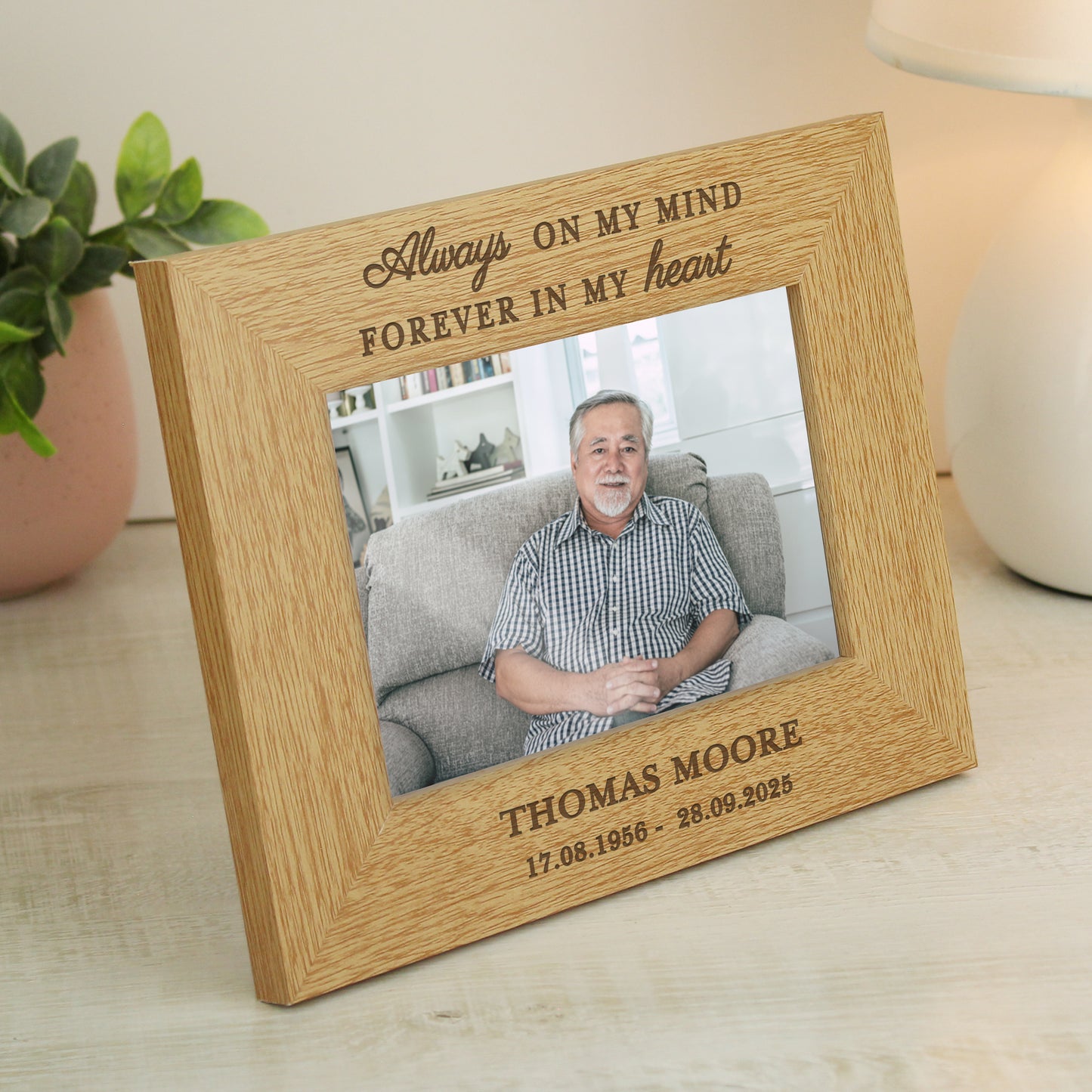 Personalised Memorial Always In My Heart 6x4 Wooden Photo Frame