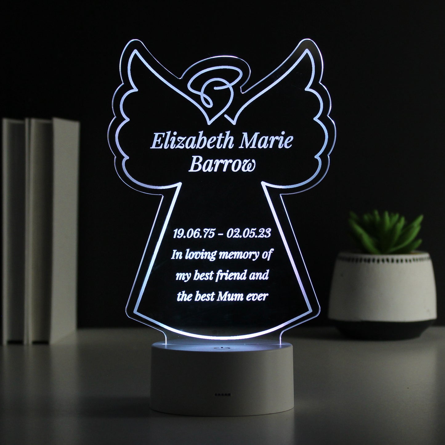 Personalised Free Text Angel Memorial Colour Changing LED Light