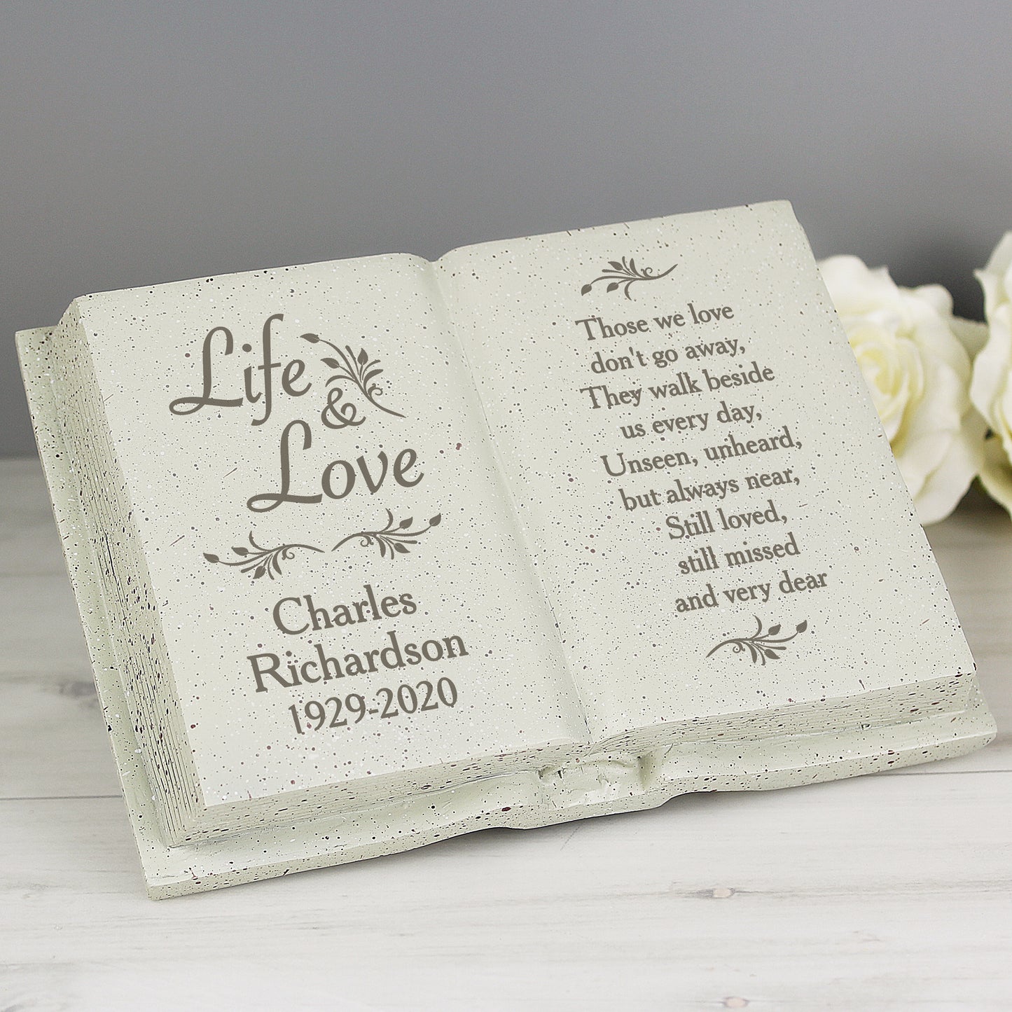 Personalised Life & Love Memorial Book graveside