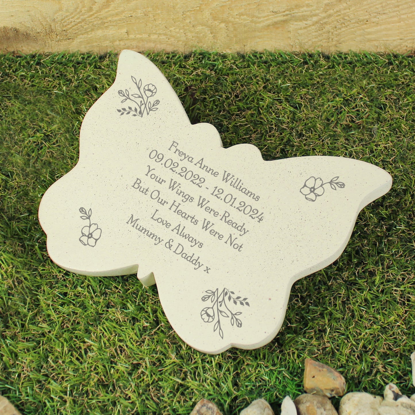 Personalised Floral Memorial Resin Butterfly