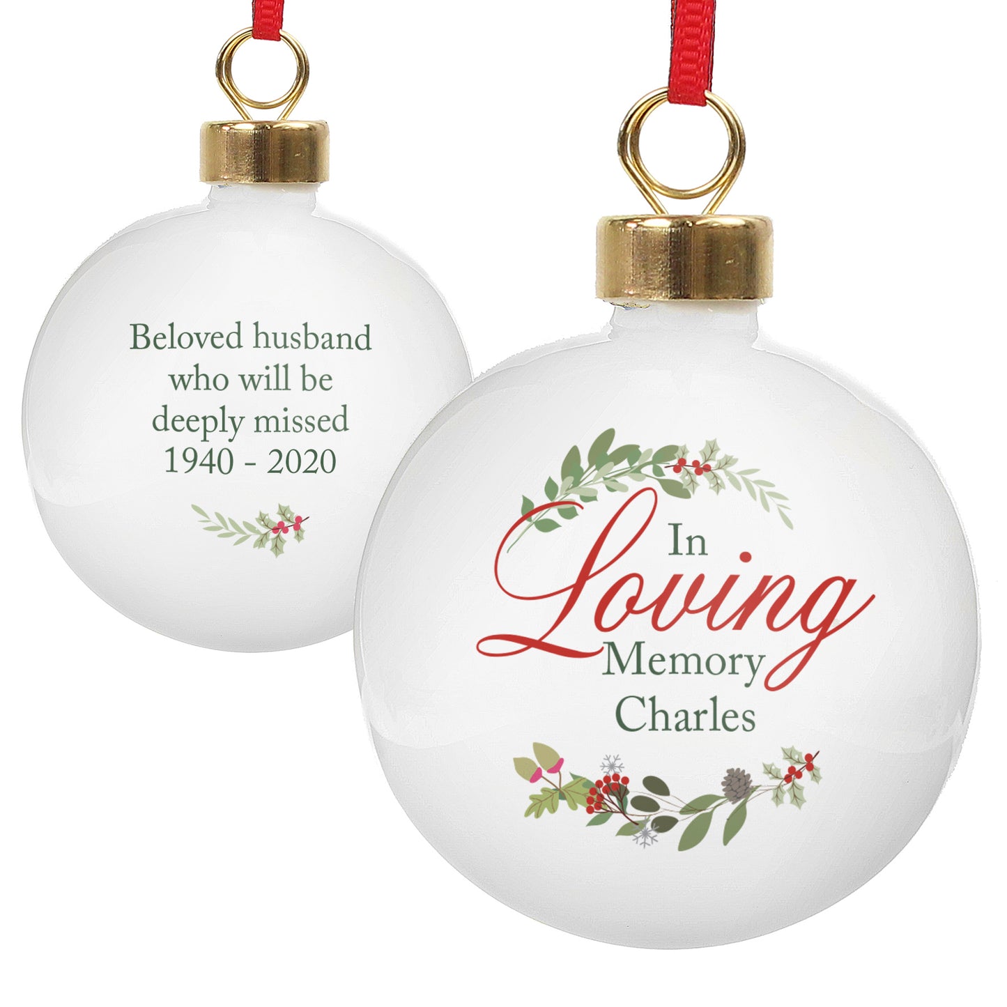 Personalised In Loving Memory Wreath Bauble