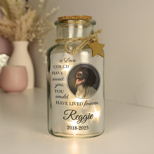 Personalised Pet Memorial Photo LED Light Up Jar
