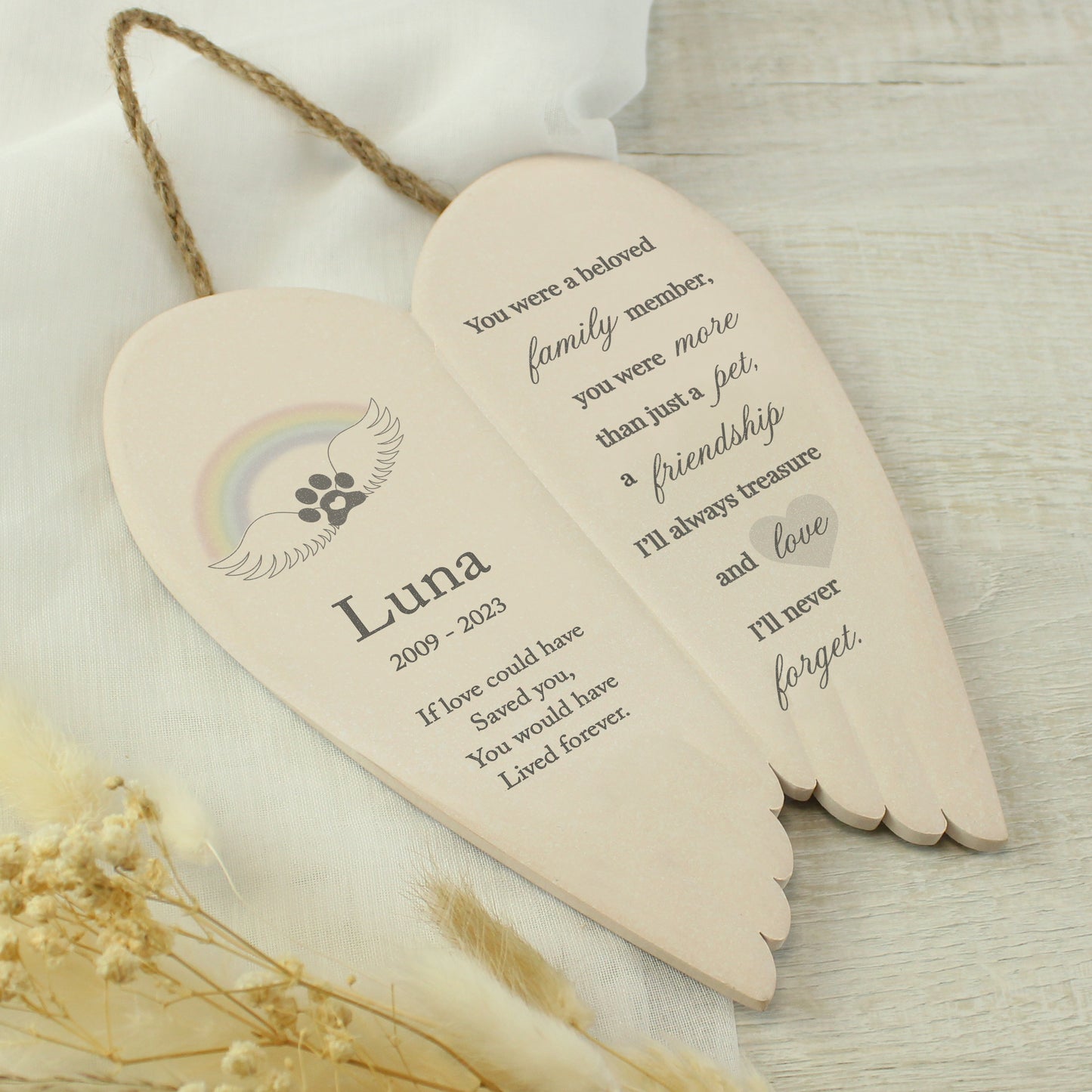 Personalised Pet Memorial Ceramic Wings