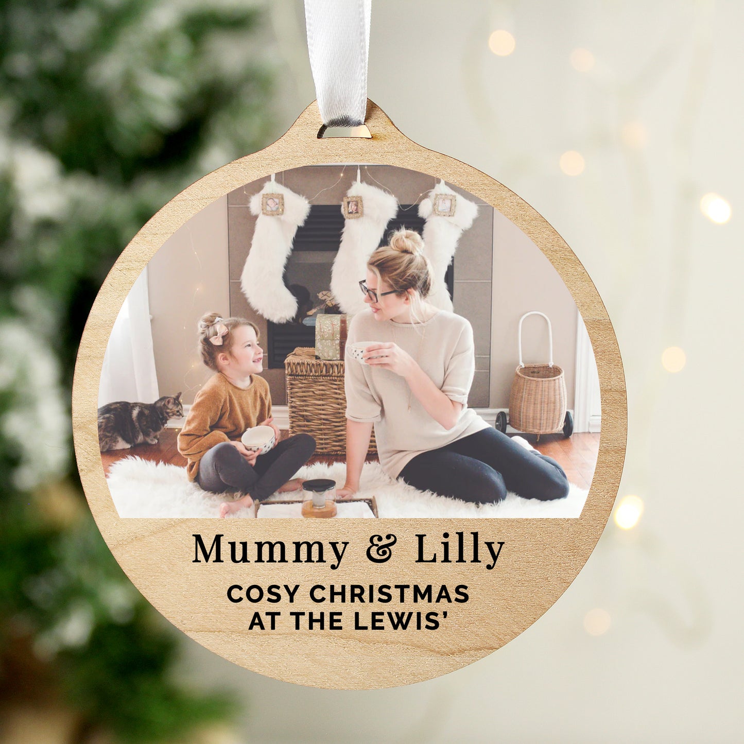 Personalised Photo Round Wooden Decoration