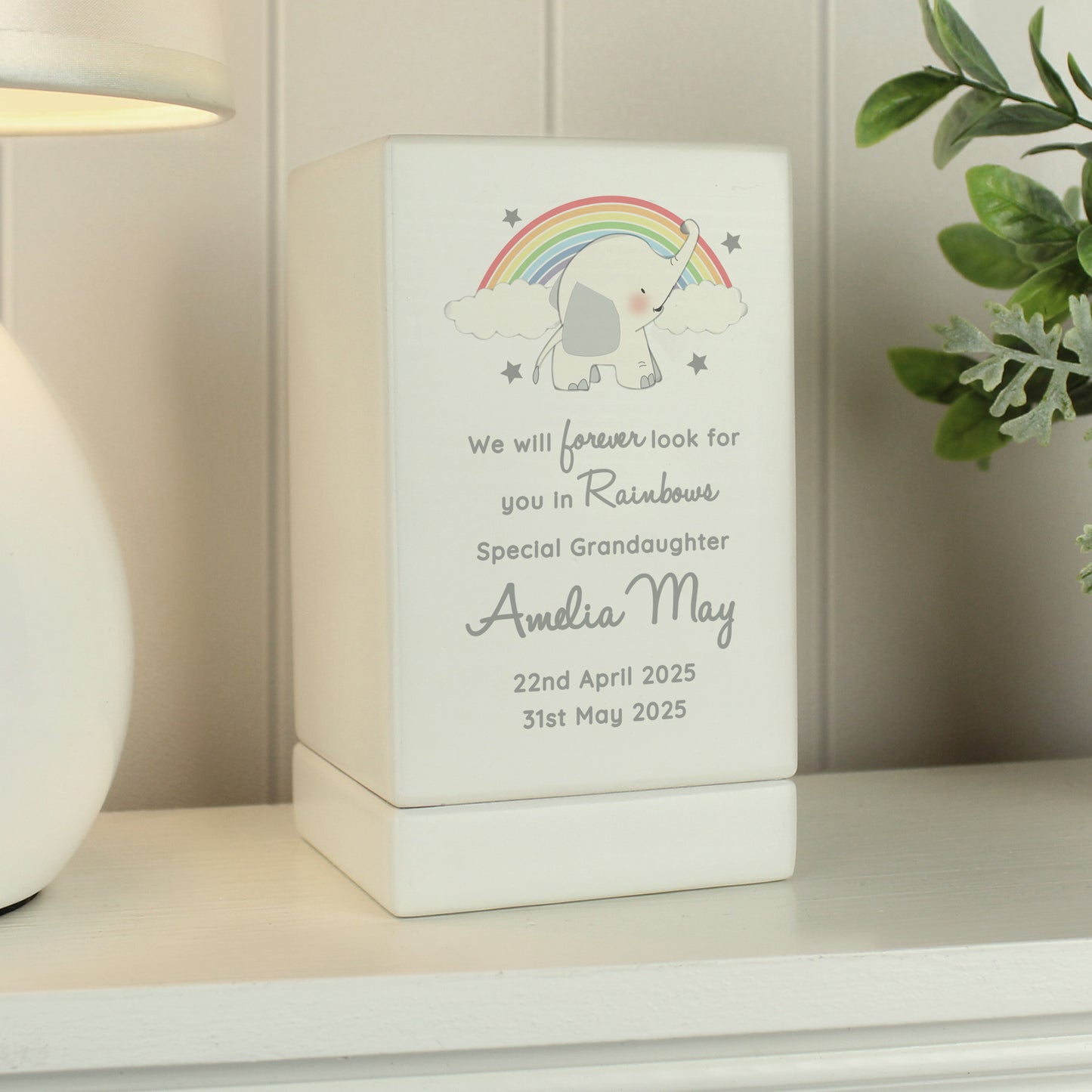 Personalised Childs Memorial Small Wooden Urn