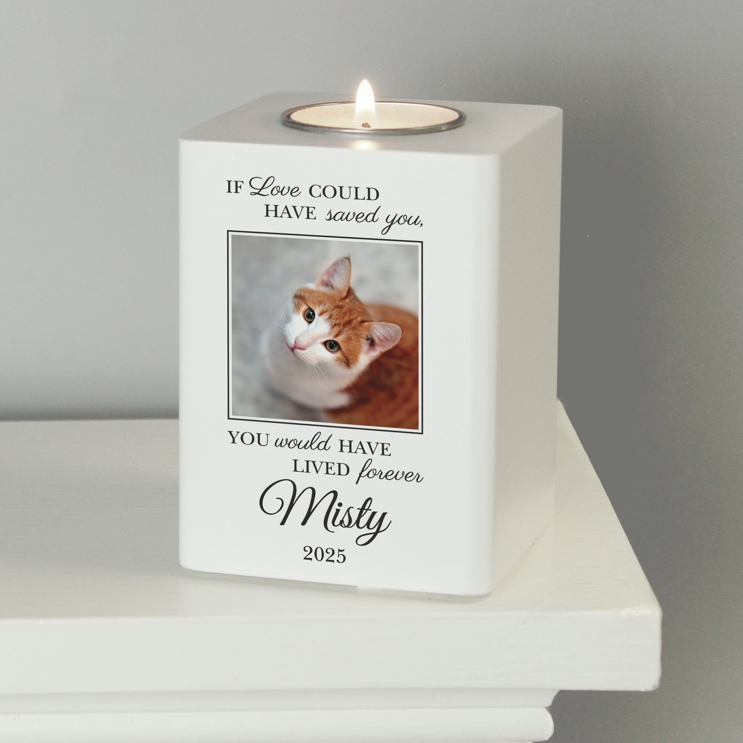 Personalised Pet Photo Upload Memorial Tealight Holder