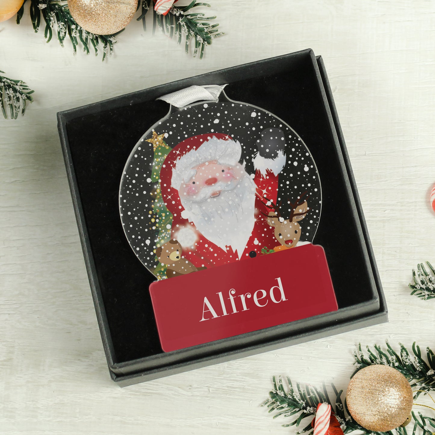 Personalised Santa Acrylic Snow globe Decoration