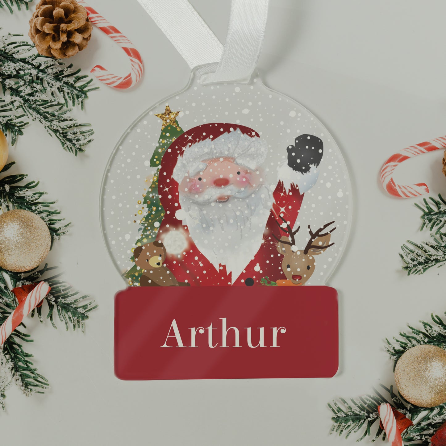 Personalised Santa Acrylic Snow globe Decoration