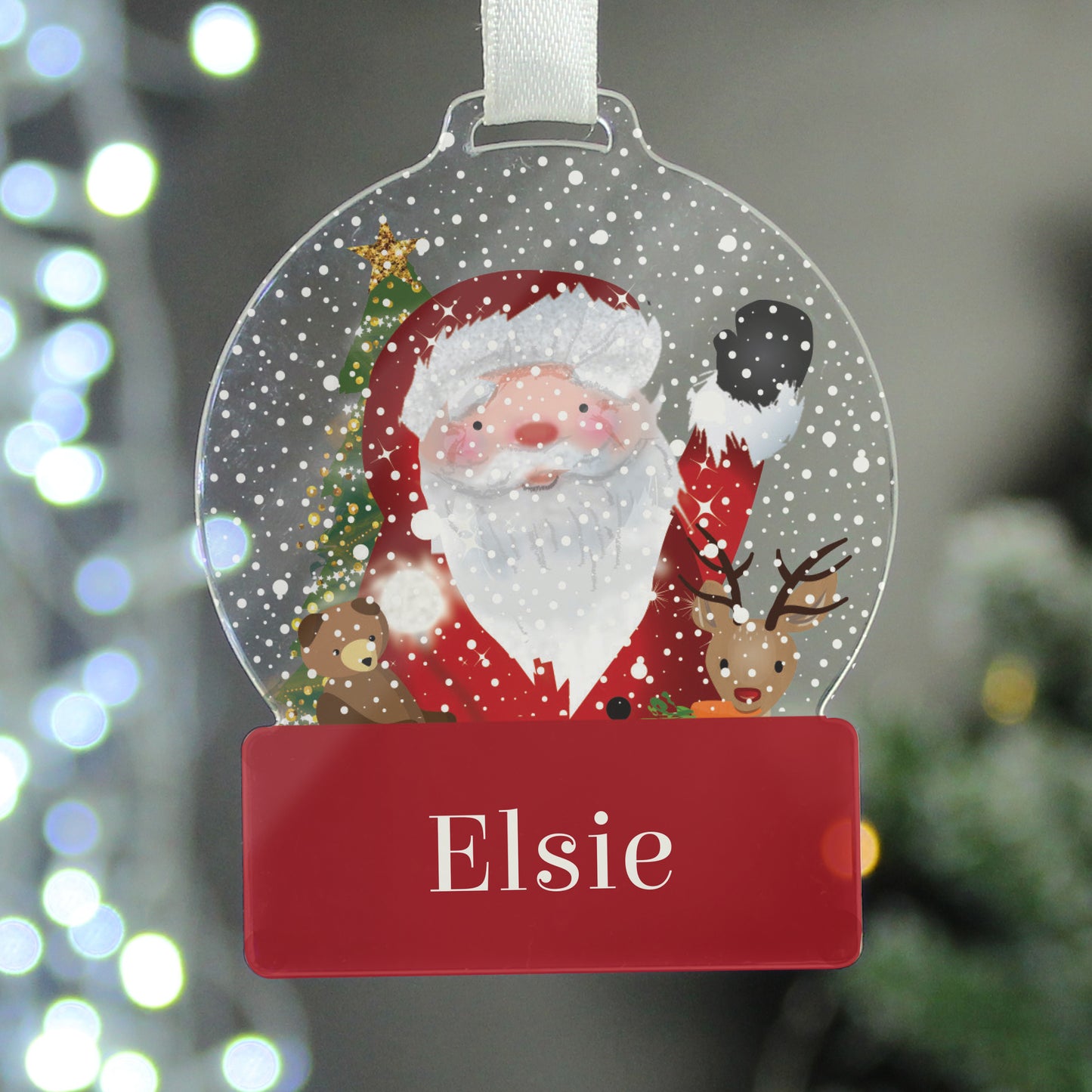 Personalised Santa Acrylic Snow globe Decoration