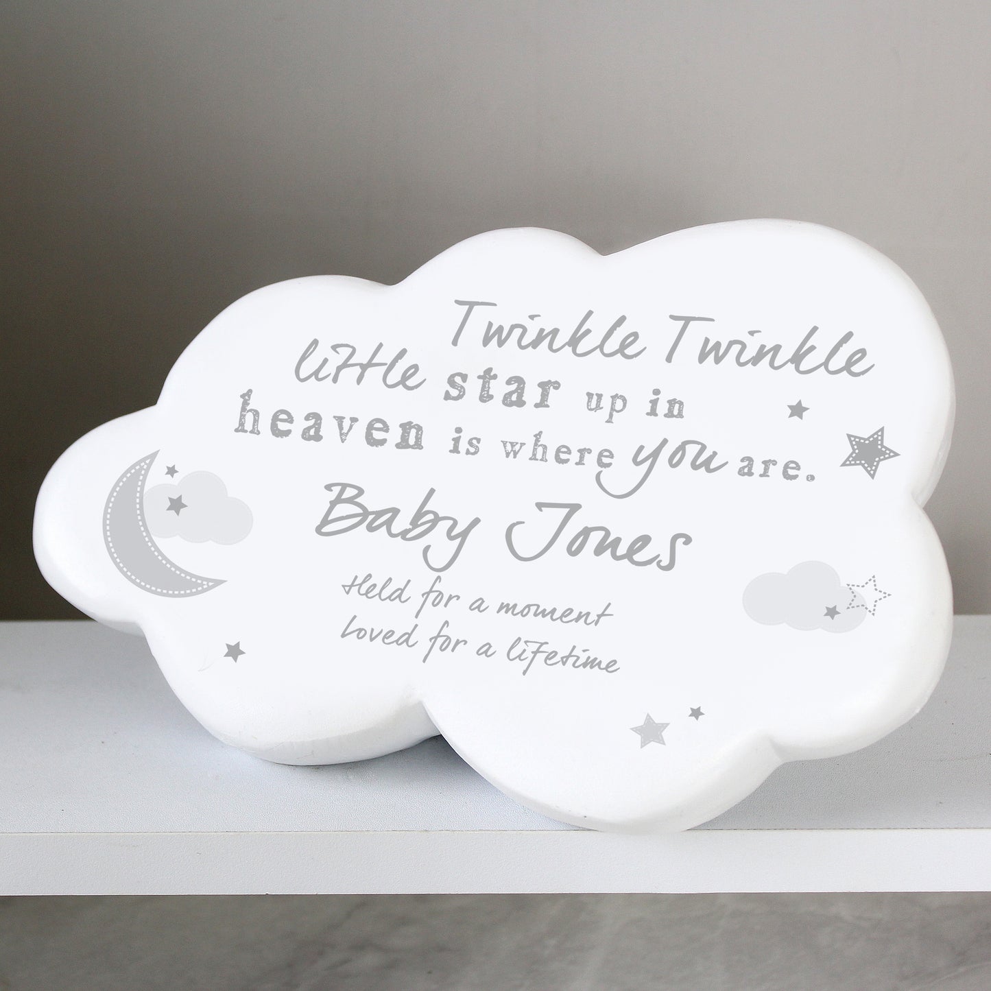 Personalised Twinkle Twinkle Resin Memorial graveside Cloud