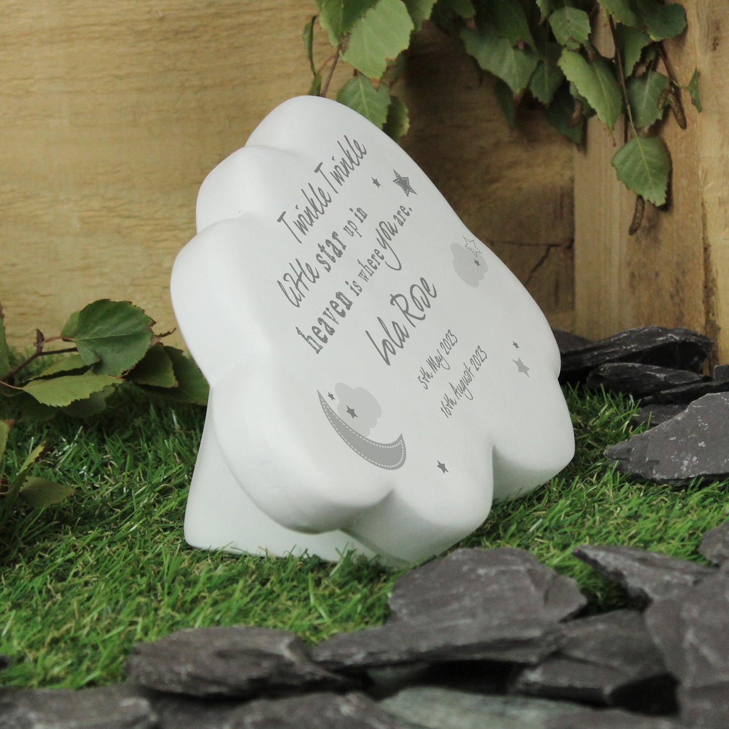 Personalised Twinkle Twinkle Resin Memorial graveside Cloud