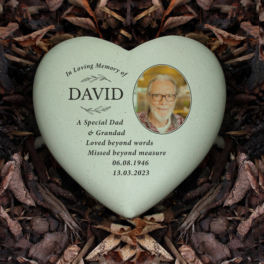 Personalised In Loving Memory Photo Upload Memorial Resin Heart