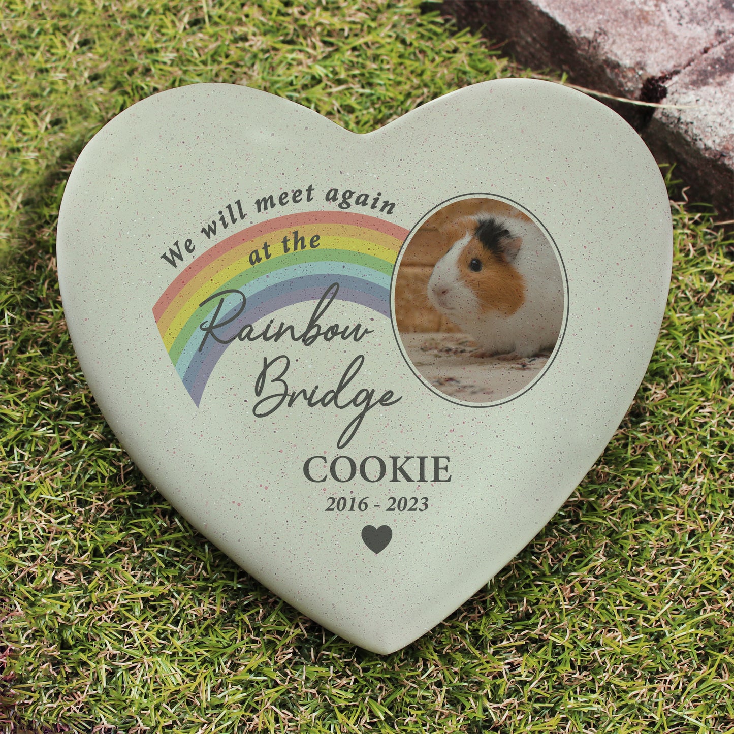 Personalised Pet Rainbow Photo Upload Memorial Resin Heart