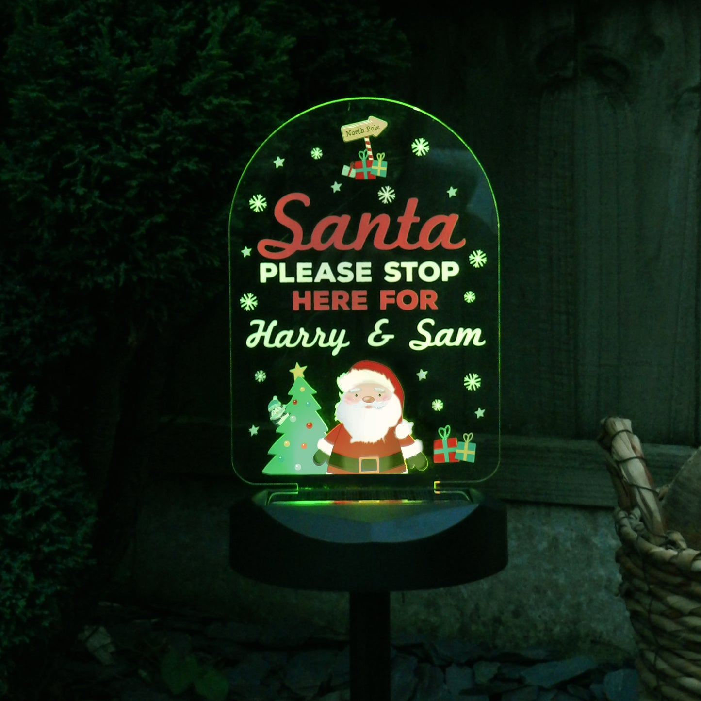 Personalised Santa Stop Here Outdoor Solar Light