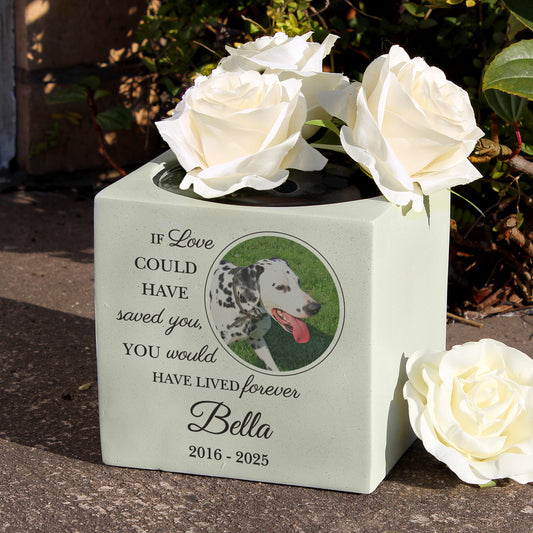 Personalised Pet Photo Upload Memorial Garden Vase